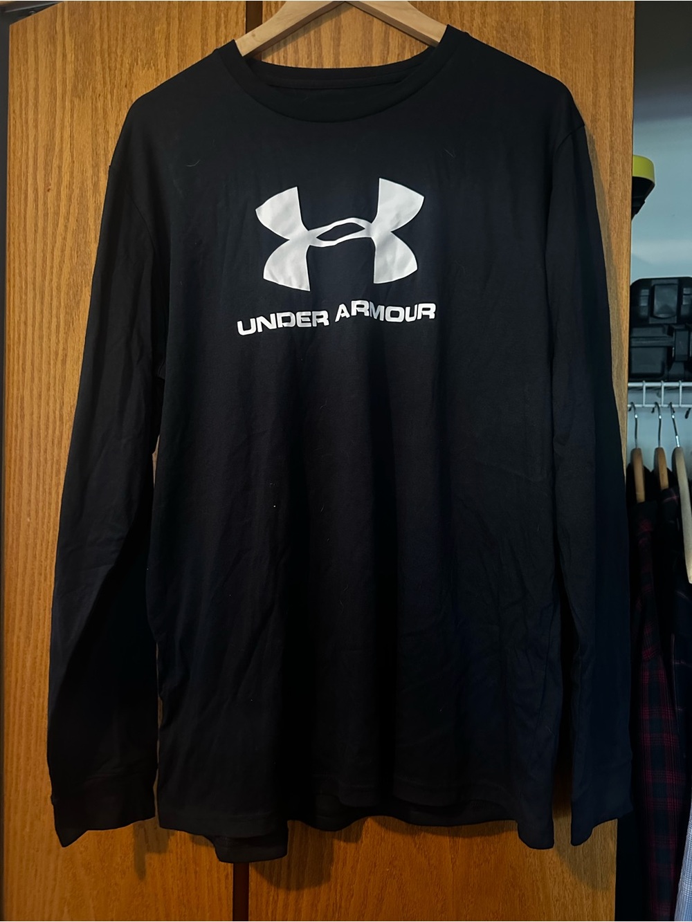 Under Armour Black Long Sleeve Logo Tee with White Emblem